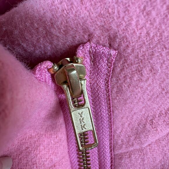 J.Crew Mercantile Wool Blend Pink Coat Size 0 | Funnel Neck Zip Front - Picture 4 of 10